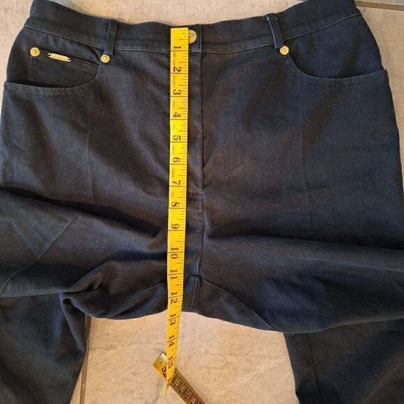 St. John Sport by Marie Gray Wide Leg Chino Pants Black Gold logo 10 - Picture 8 of 11